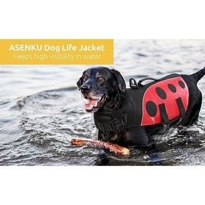 ASENKU Dog Life Jacket Pet Safety Vest Ripstop Flotation Pet Swimsuit, Size M